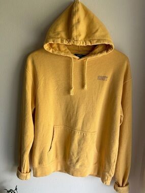 Obey Yellow pullover hooded hoodie sweatshirt - size L